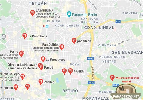 Mapa de panaderías artesanales en Madrid