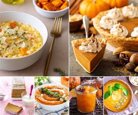 Variedad de platos dulces y salados con calabaza