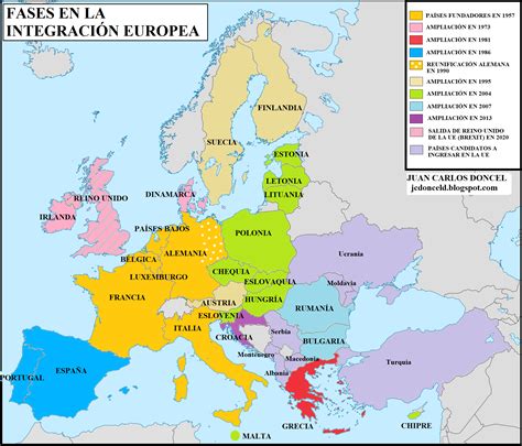 Mapa de la expansión de la Unión Europea
