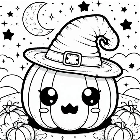 Collage de diferentes tipos de calabazas para colorear: con sombrero de bruja, sencilla, detallada, con cara
