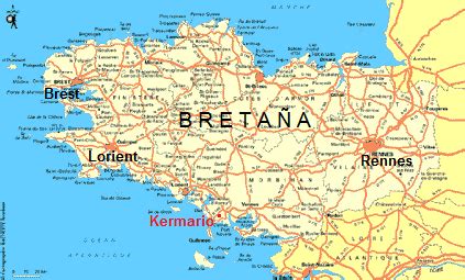 Mapa de la Bretaña Francesa destacando sus ciudades y atractivos
