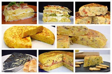 Variedades de tortillas de patata con diferentes verduras
