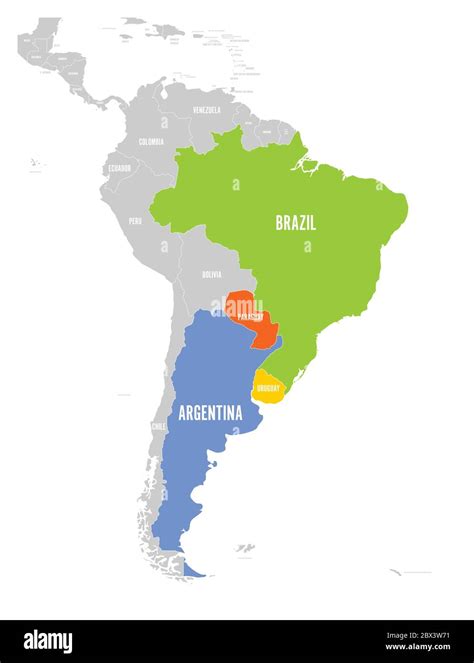 Mapa de Sudamérica destacando Argentina y Uruguay