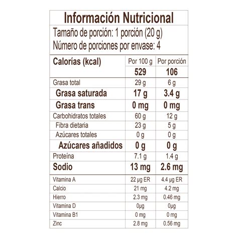 Etiqueta nutricional de un paquete de verduras para paella