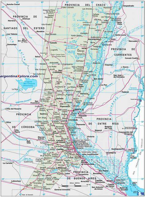 Mapa de Argentina destacando la provincia de Santa Fe