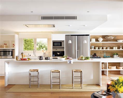 Ilustración de una cocina moderna con isla central