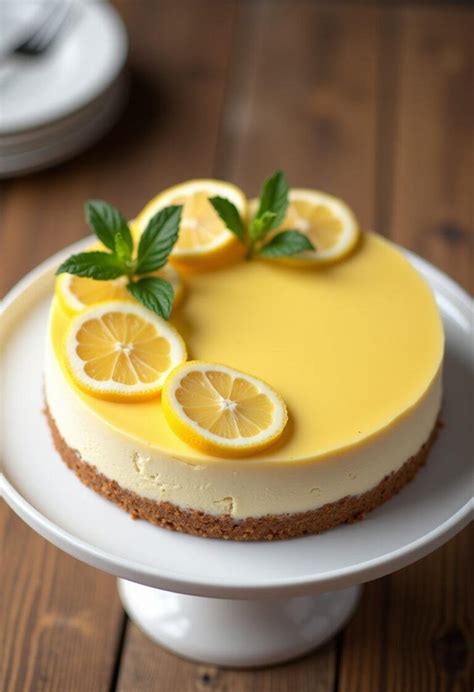 Tarta de limón decorada y lista para servir