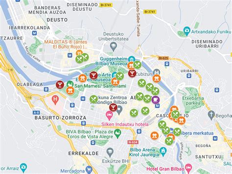 Mapa de Bilbao destacando sus pastelerías tradicionales