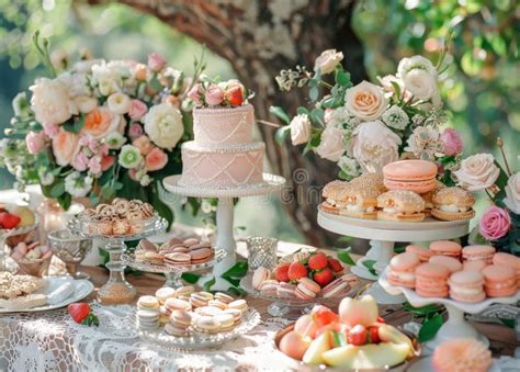 Mesa dulce con pasteles y postres variados
