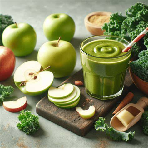 Ingredientes para batido de kale y manzana con chía