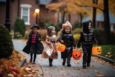 Niños disfrazados pidiendo dulces en Halloween