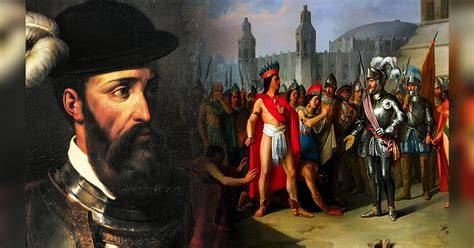 Conquistadores españoles introduciendo las obleas en México