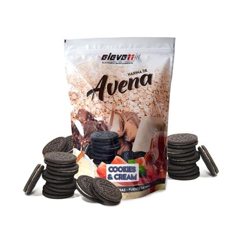 Harina de avena sabor cookies and cream con tortitas