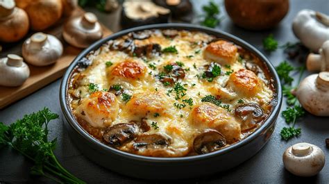 Provolone gratinado con champiñones y chorizo