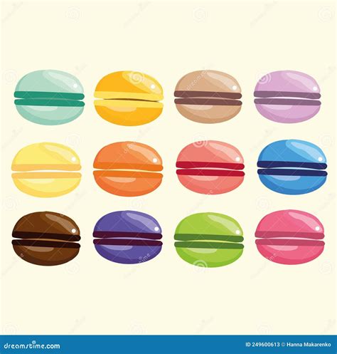 Ilustración de macarons de varios colores