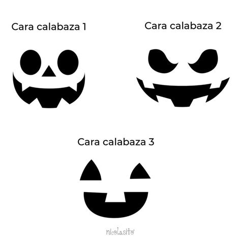 Ejemplos de ojos, nariz y boca para calabazas de Halloween