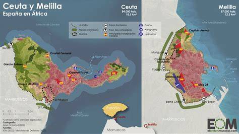 Mapa de Ceuta y Melilla con sus bonificaciones fiscales