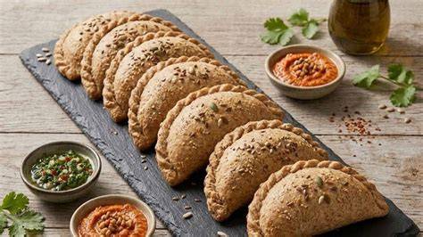 Variedad de empanadas con masa integral y diferentes rellenos