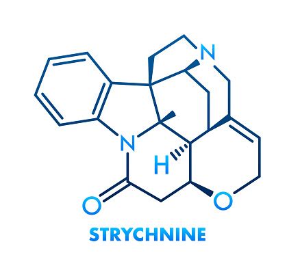 Estructura química de la estricnina, un alcaloide de Strychnos