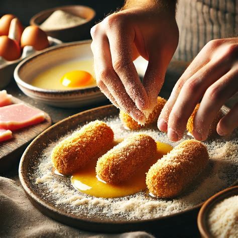 Proceso de rebozado de las croquetas