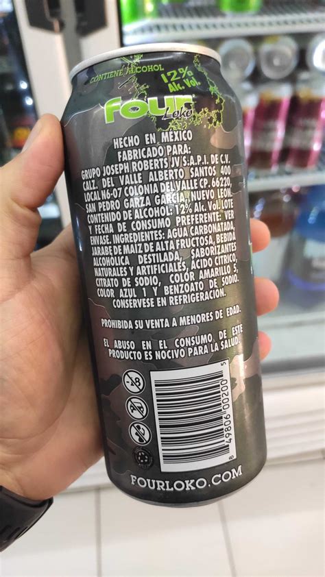 Etiqueta de Four Loko donde se indican los ingredientes