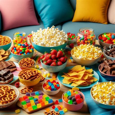 Variedad de snacks caseros para el cine