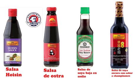 Selección de salsas asiáticas: soja, ostra y vino Shaoxing