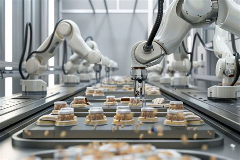 Robots en la línea de envasado de alimentos