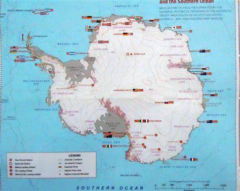 Mapa de las bases antárticas