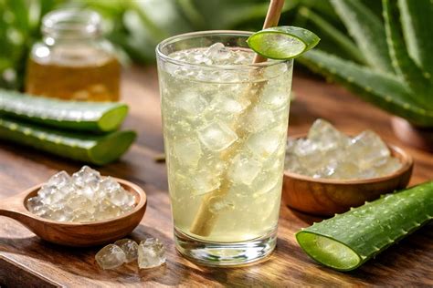 Persona bebiendo jugo de aloe vera