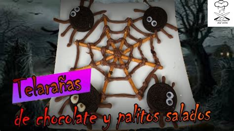 Telarañas de chocolate con palitos salados