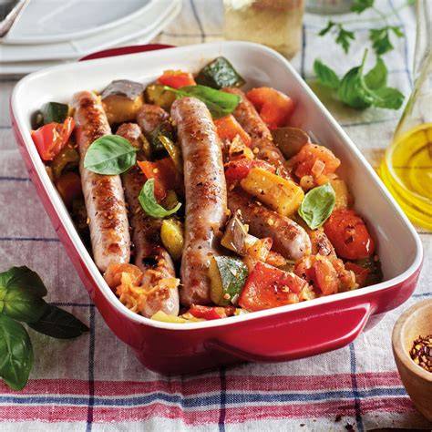Salchichas al papillote con verduras
