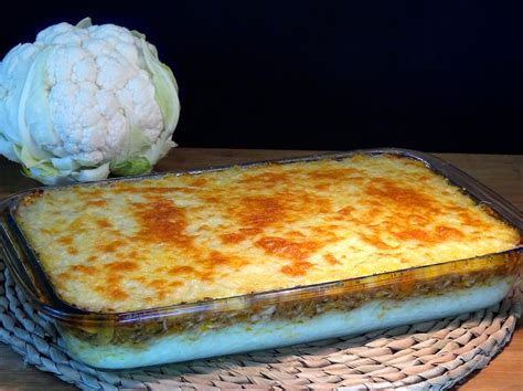 Pastel de coliflor y patatas gratinado