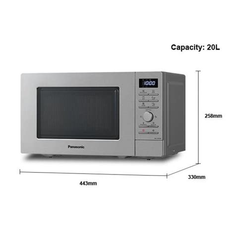Esquema de las dimensiones del microondas Panasonic NN-J19KSMEPG