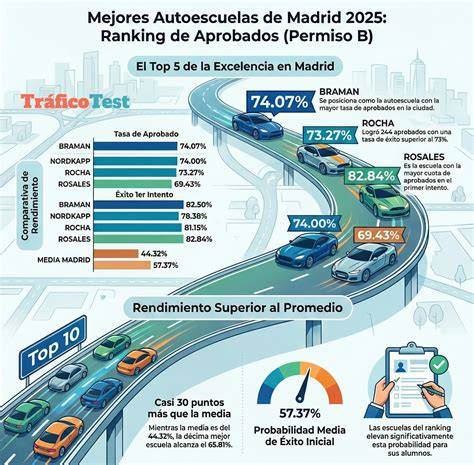 Gráfico comparativo: Porcentaje de aprobados en examen teórico DGT (autoescuela vs. libre)