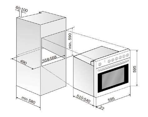 Dimensiones detalladas del horno de cocina Midland