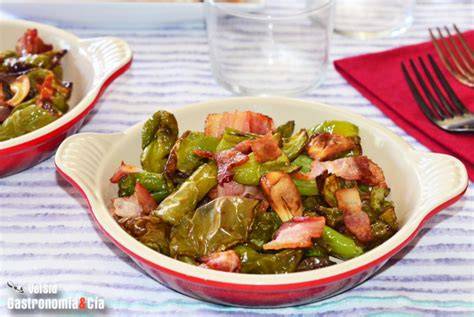 Pimientos verdes con bacon en freidora de aire