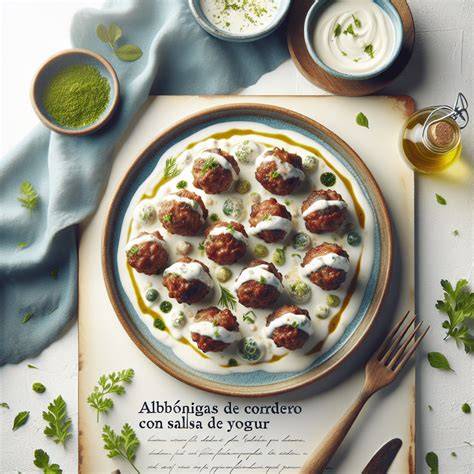 Albóndigas de cordero con salsa de yogur y arroz como acompañamiento
