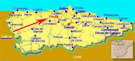 Mapa de ubicación de Pravia en Asturias
