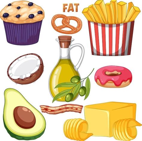 Ilustración de alimentos grasosos y azucarados