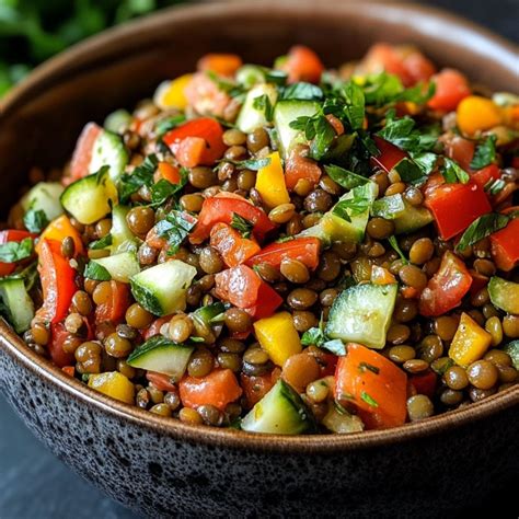 Ensalada de lentejas con frutas y verduras frescas