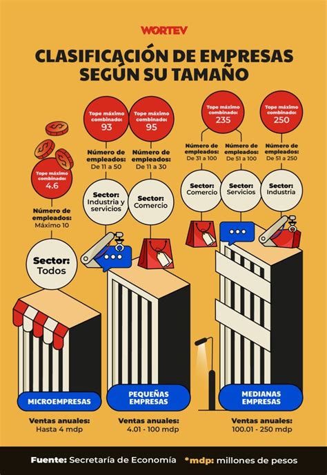 Infografía sobre clasificación de empresas por tamaño (micro, pequeña, mediana, grande)