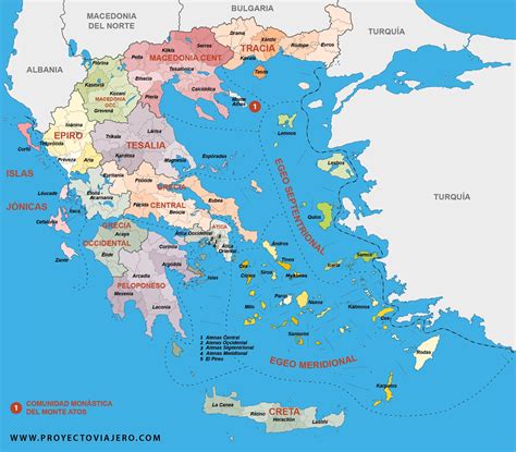 Mapa de Grecia con regiones productoras de queso feta