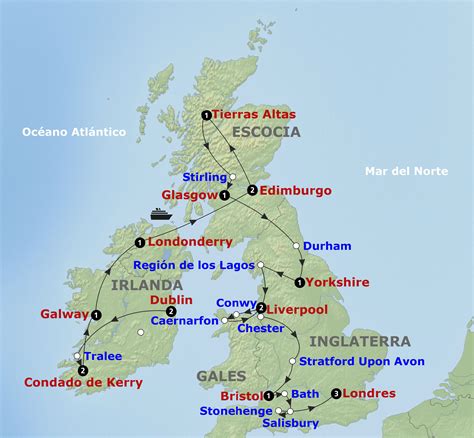 Mapa de la antigua Irlanda y Escocia
