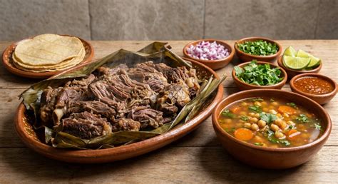 Plato de barbacoa de borrego con guarniciones