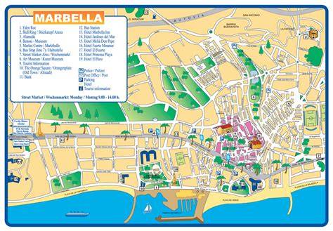 Mapa de Marbella con ubicaciones de creperías