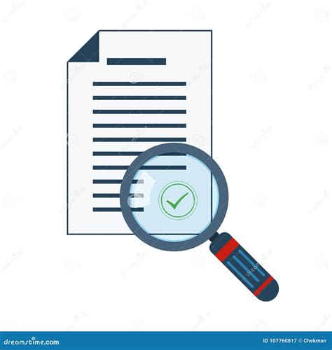 Icono de confianza con una lupa y documentos