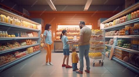 Imagen de una familia comprando pan
