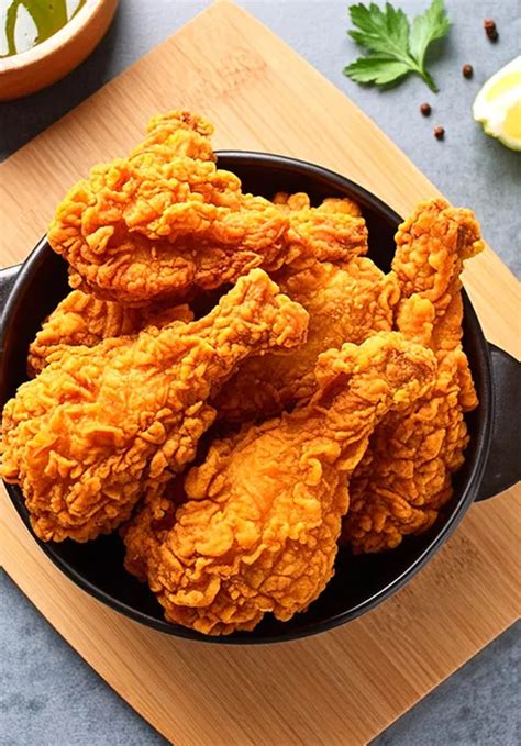 Plato de pollo frito servido con acompañamientos