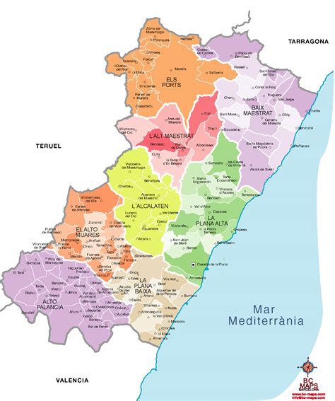 Mapa de Vilafamés en la provincia de Castellón